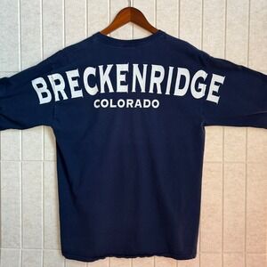 VTG Fruit of the Loom Breckenridge Colorado Long Sleeve T-Shirt Navy Blue Size L
